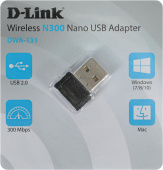 Сетевой адаптер Wi-Fi D-Link DWA-131 DWA-131/F1A N300 USB 2.0 (ант.внутр.) 2ант.