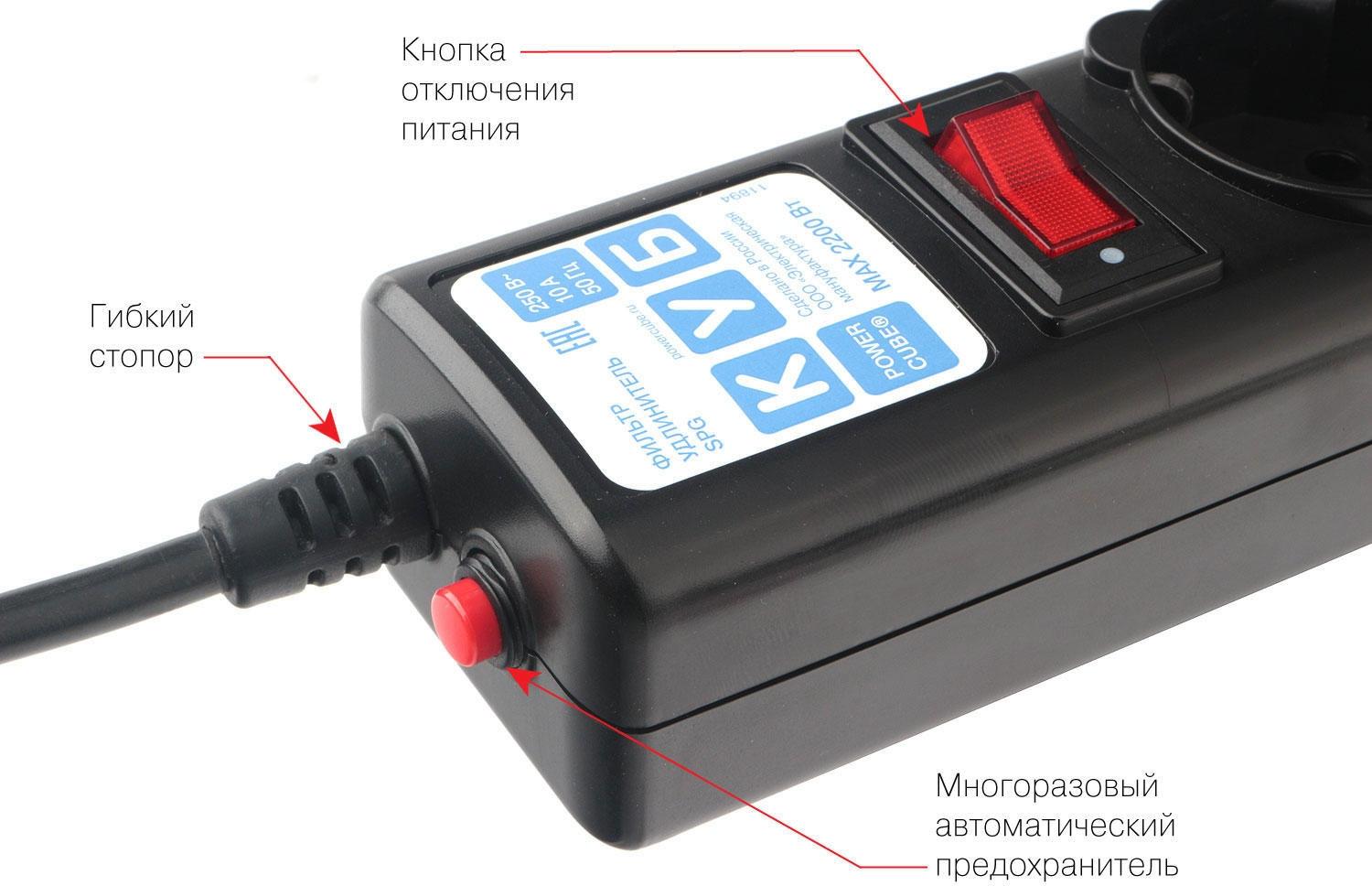 Сетевой фильтр Powercube SPG5-C2 1.9м (5 розеток) черный (коробка)