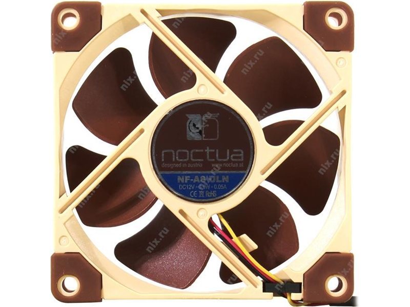 Кулер для корпуса/ Case Cooler Noctua NF-A8 ULN (80x80x25mm, 3-pin, 34.8CFM, 10.4dBA, 1400RPM, Beige/Brown)
