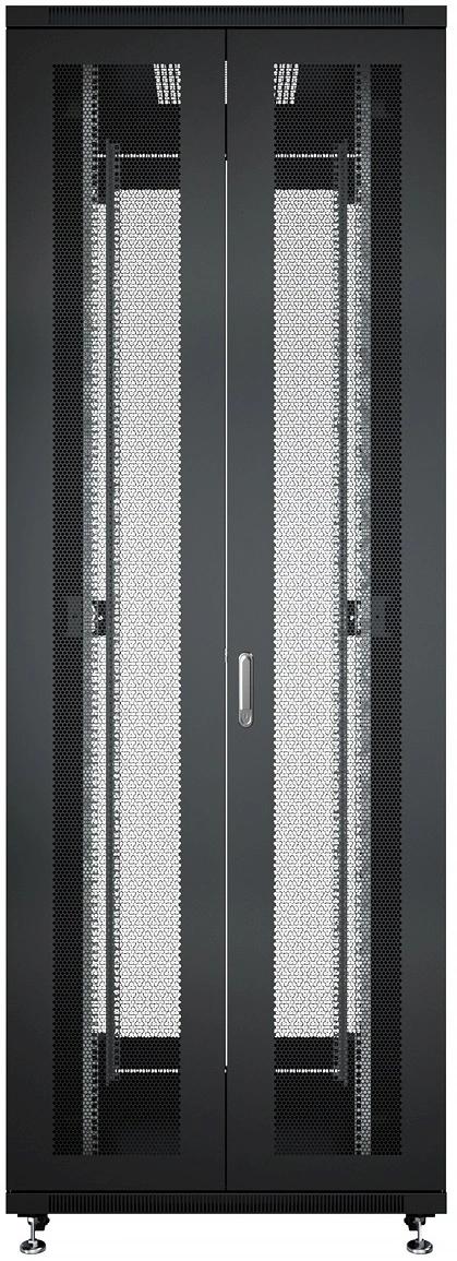 Шкаф серверный Cabeus (ND-05C-42U80/120-BK) напольный 42U 800x1200мм пер.дв.перфор.2ств. задн.дв.перфор.2-хст. 800кг черный 1102мм 131кг 220град. 2055мм IP20 сталь