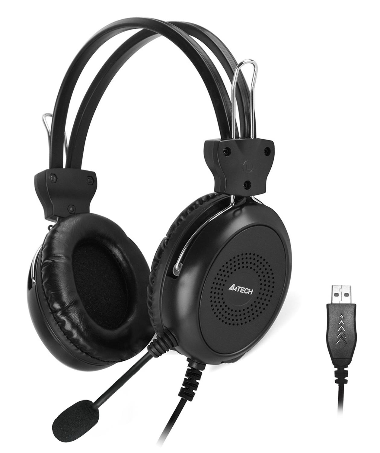 Наушники с микрофоном A4Tech HU-30 черный 2м накладные USB оголовье
