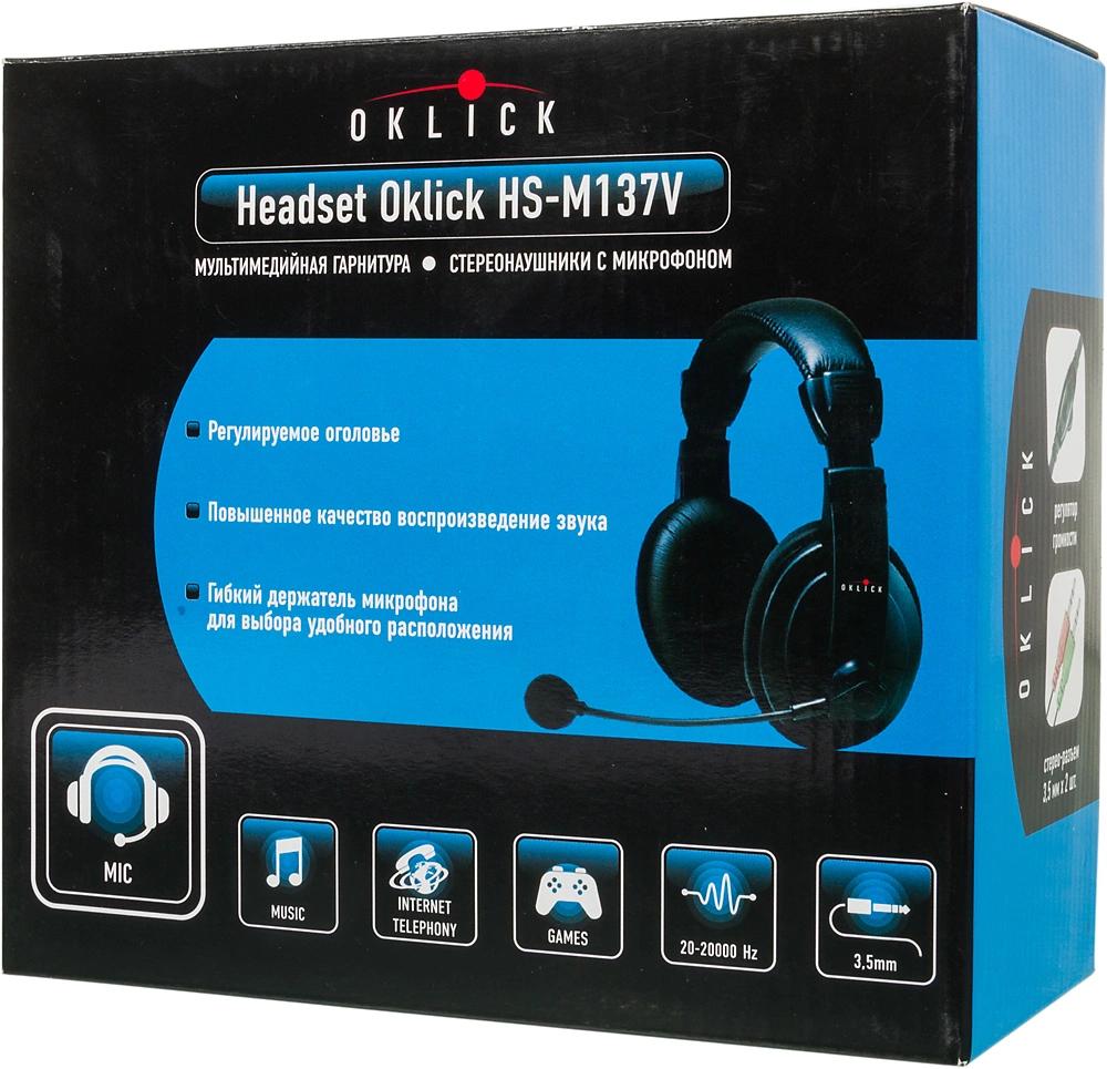 Наушники с микрофоном Оклик HS-M137V черный 1.8м мониторные оголовье (614046)
