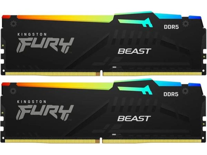 Оперативная память Kingston 64GB 6000MT/s DDR5 CL30 DIMM (Kit 2*32Gb) FURY Beast RGB EXPO