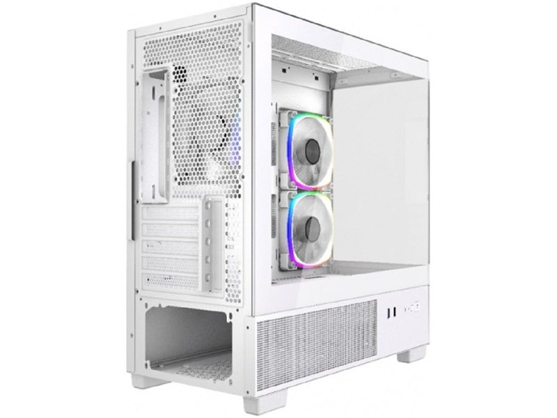 Powercase Корпус Vision Micro M1 ARGB, Tempered Glass, 3x 120mm ARGB fans, белый, mATX (CVMM1W-A3)