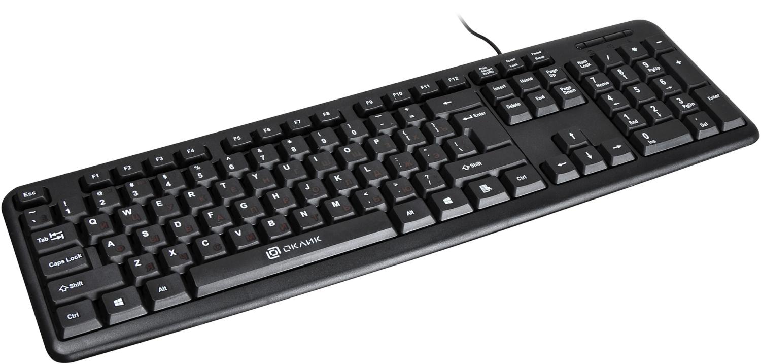 Клавиатура Оклик 90M черный USB (402127) кабель 1.35м