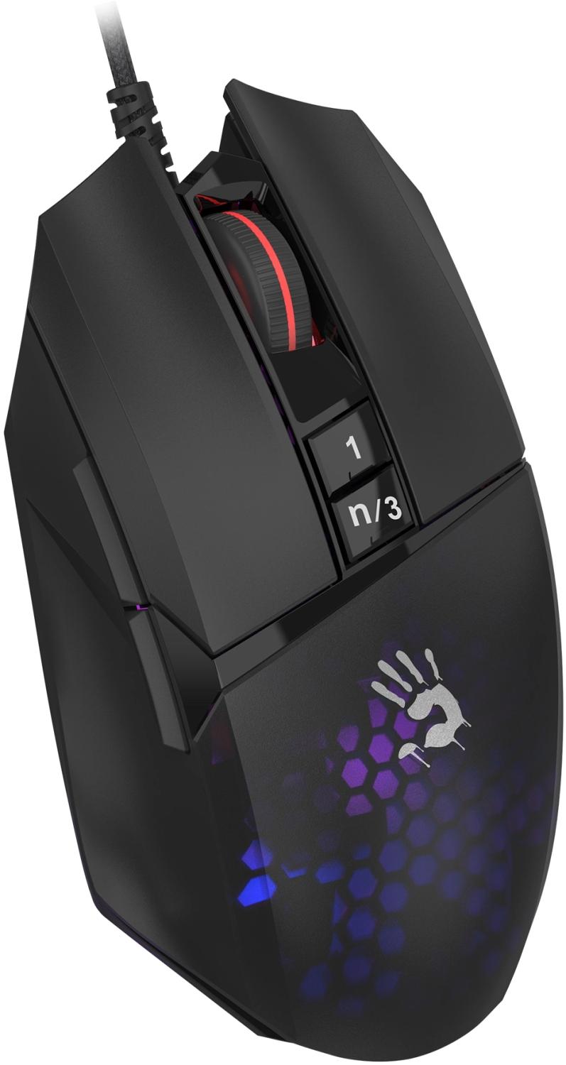 Мышь A4Tech Bloody W65 Max Mini черный оптическая 12000dpi USB 9but (W65 MAX MINI HONEYCOMB)