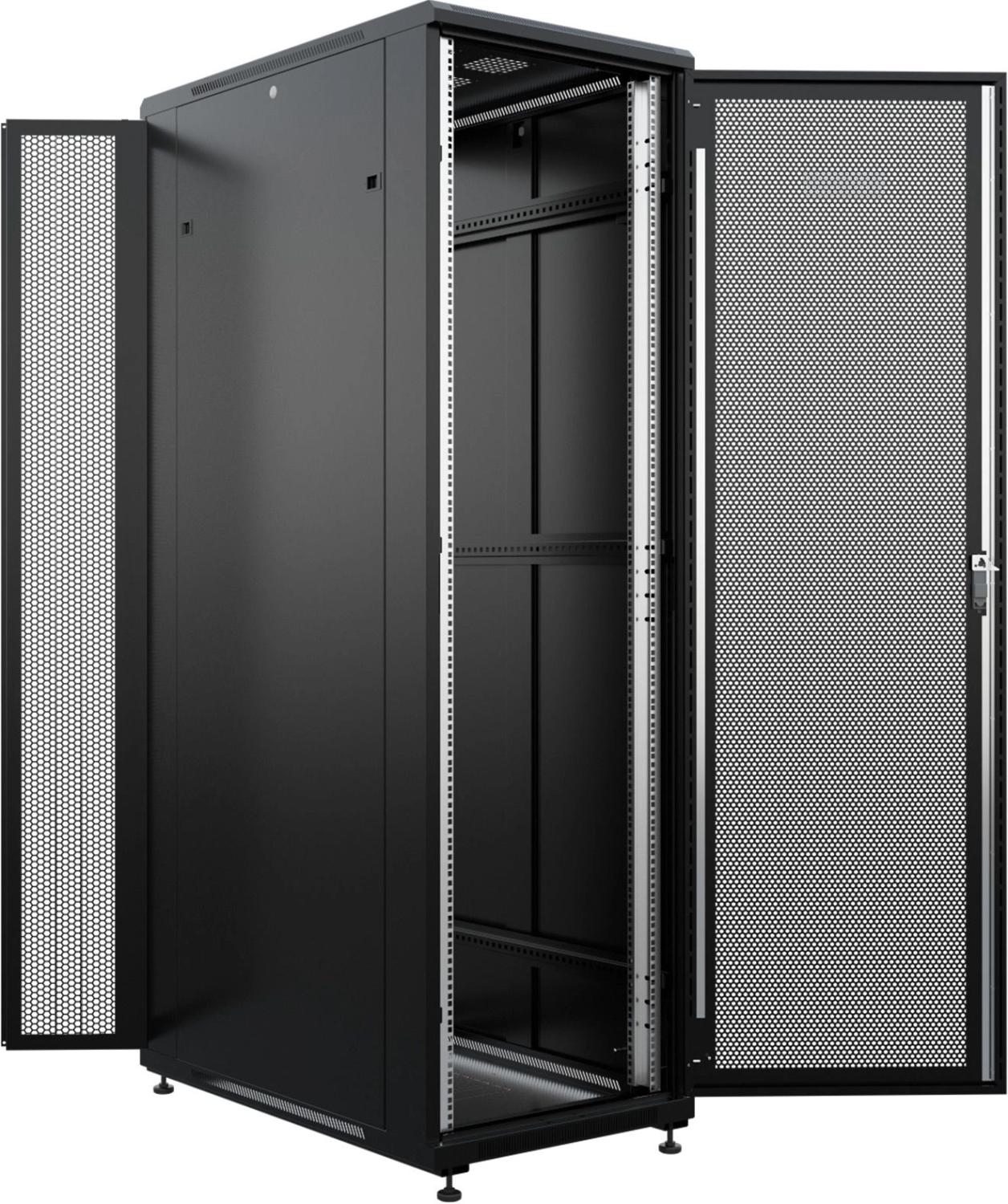 Шкаф серверный NTSS Премиум (NTSS-R42U80100PD/PDD-BL) напольный 42U 800x1000мм пер.дв.перфор. металл 900кг серый 910мм 160кг 1987мм IP20 сталь