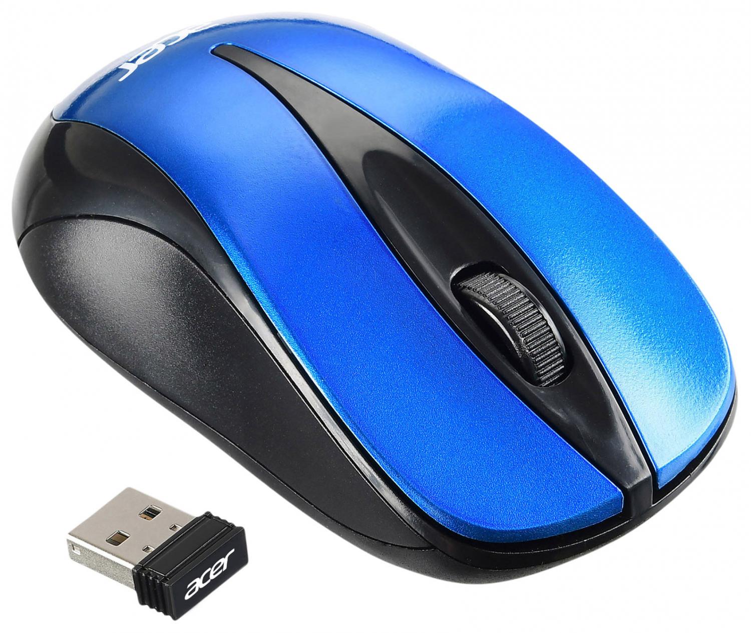 Мышь Acer OMR132 синий/черный оптическая 1000dpi беспров. USB для ноутбука 3but (ZL.MCEEE.01F)
