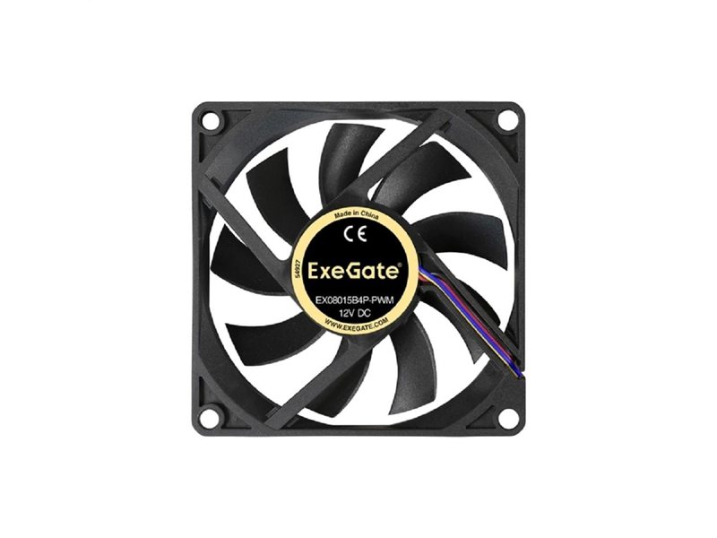Exegate EX288924RUS Вентилятор ExeGate EX08015B4P-PWM (80x80x15 мм, 2-Ball (двойной шарикоподшипник), 4pin, PWM, 24dBA)