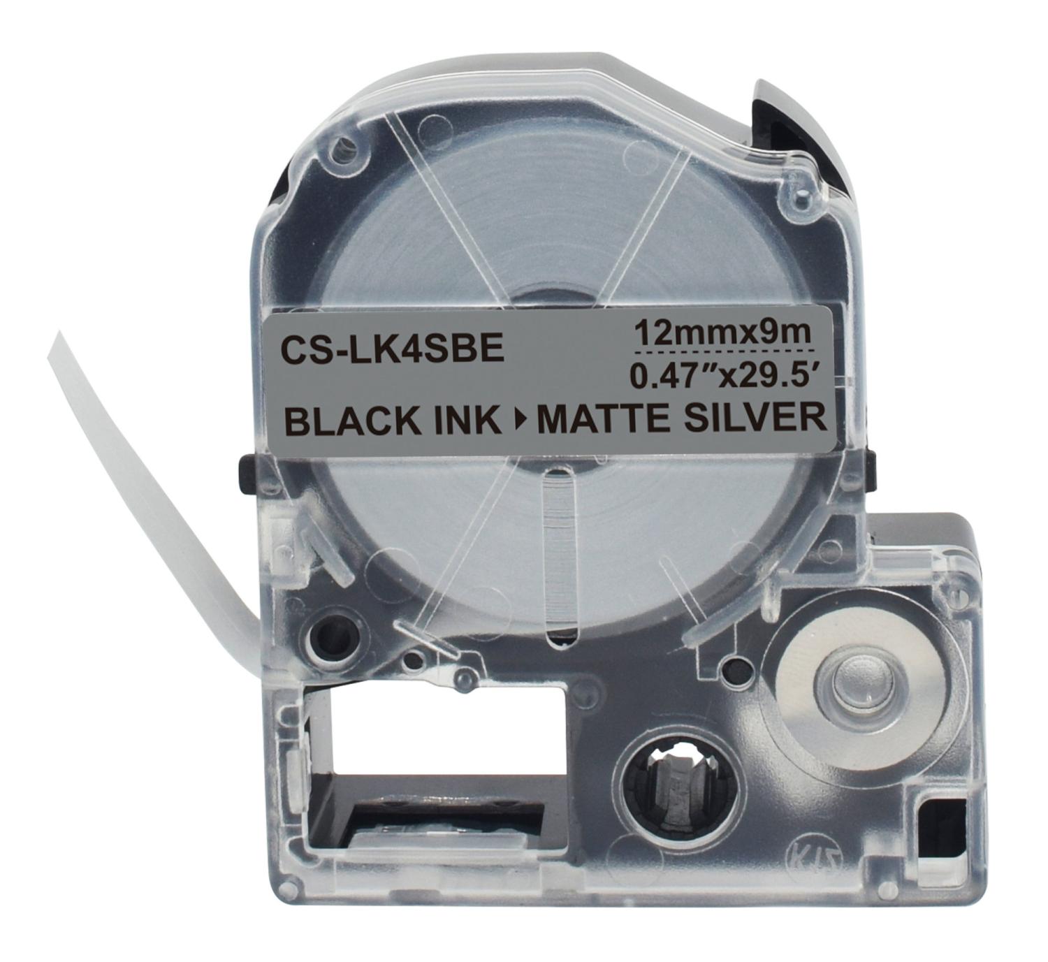 Картридж ленточный Cactus CS-LK4SBE LK-4SBE черный на сереб.мат. 12x9 для Epson LW300/LW400/LW700/LW600P/LW1000P/K400/Z700/Z900