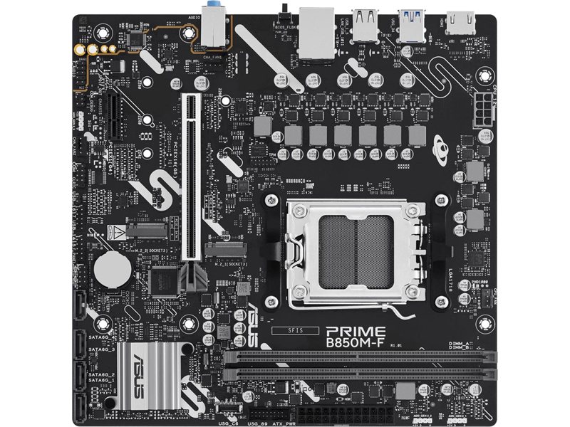Материнская плата Asus PRIME B850M-F Socket AM5 AMD B850 2xDDR5 mATX AC`97 8ch(7.1) GbLAN RAID+VGA+HDMI