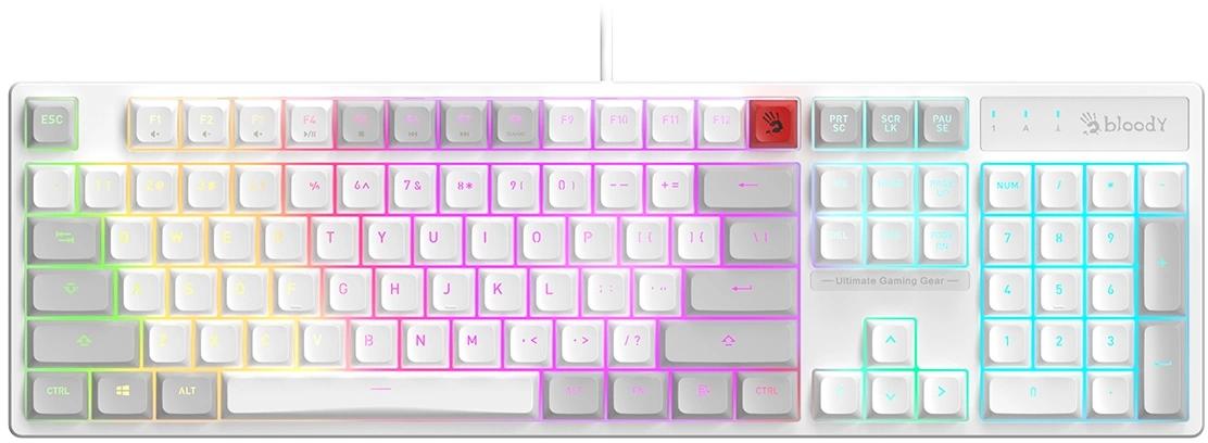 Клавиатура A4Tech Bloody B230N белый USB Multimedia for gamer LED (B230N) кабель 1.8м