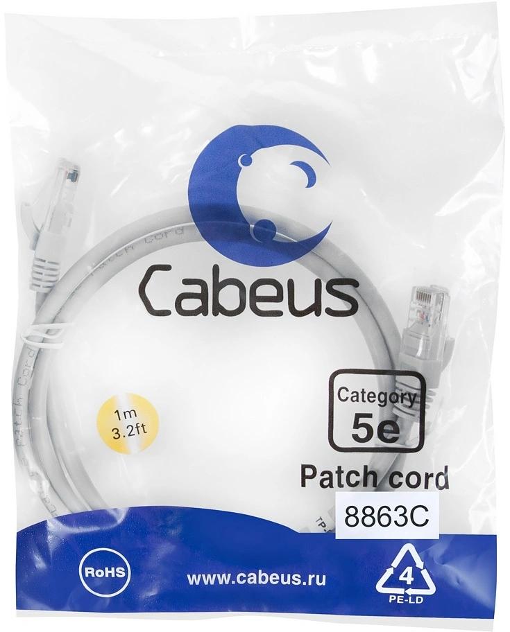 Патч-корд Cabeus PC-UTP-RJ45-CAT.5E-1M-LSZH U/UTP RJ-45 вил.-вилка RJ-45 кат.5E 1м серый LSZH