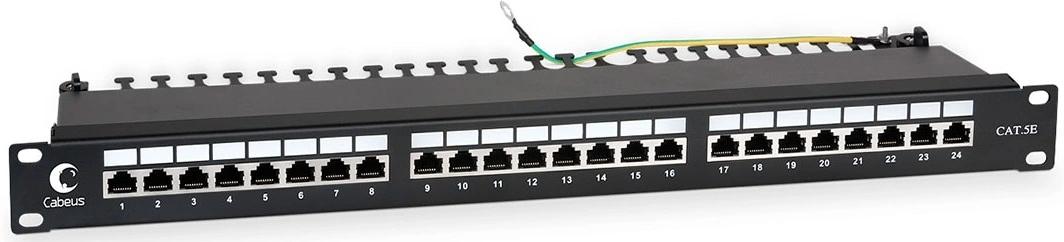 Патч-панель Cabeus PL-24-CAT.5E-SH-DUAL 19" 1U 24xRJ45 кат.5E FTP