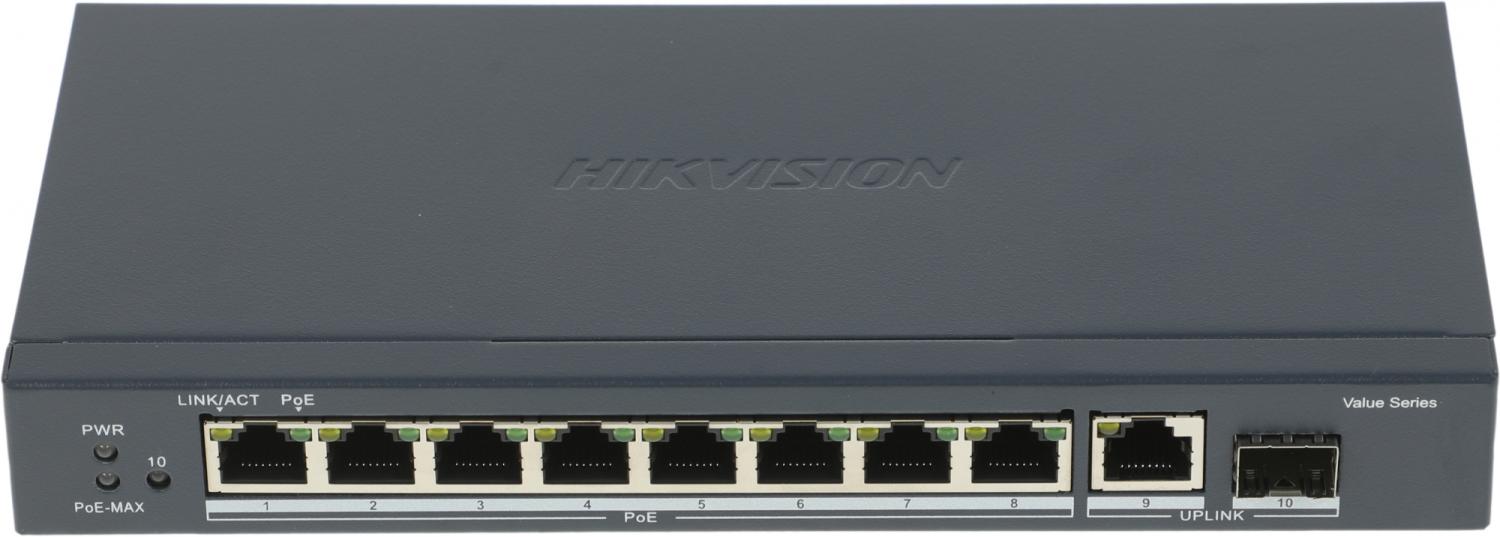 Коммутатор Hikvision DS-3E0510P-E/M(B) 9x1Гбит/с 1SFP 8PoE 58W неуправляемый