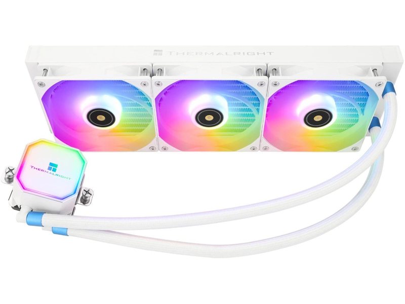 Система жидкостного охлаждения/ Water Cooling System Thermalright Frozen Prism 360 White (360mm, Black, ARGB/ Fans: 3x120mm, 70.4CFM, 27dBA, 1850RPM/ Pump height 53mm, 23dBA, 3300RPM, Rad thickness 27mm/ S: 1700, 1200, 20XX, 115X, AM5, AM4)