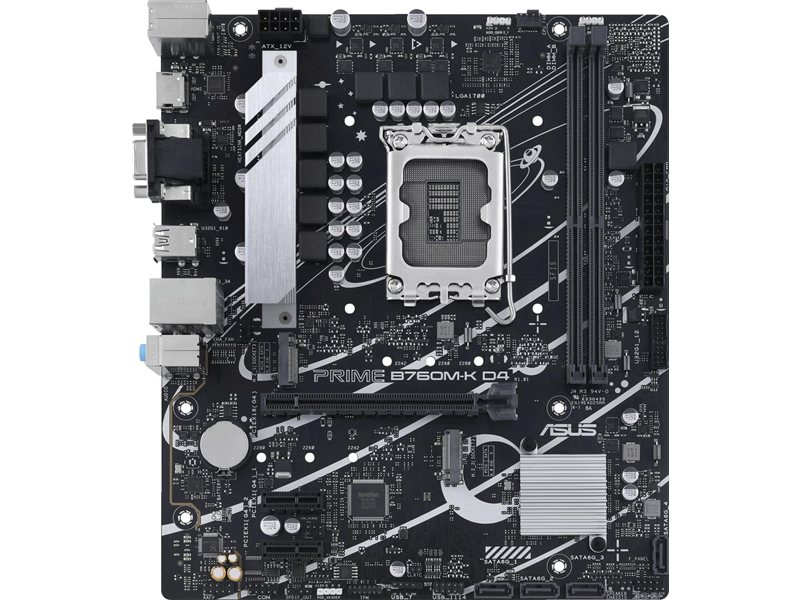Материнская плата ASUS PRIME B760M-K D4 LGA1700 mATX 2xDDR4 PCIEx16 2xPCIEx1 2xM.2 HDMI VGA 2.5GLAN