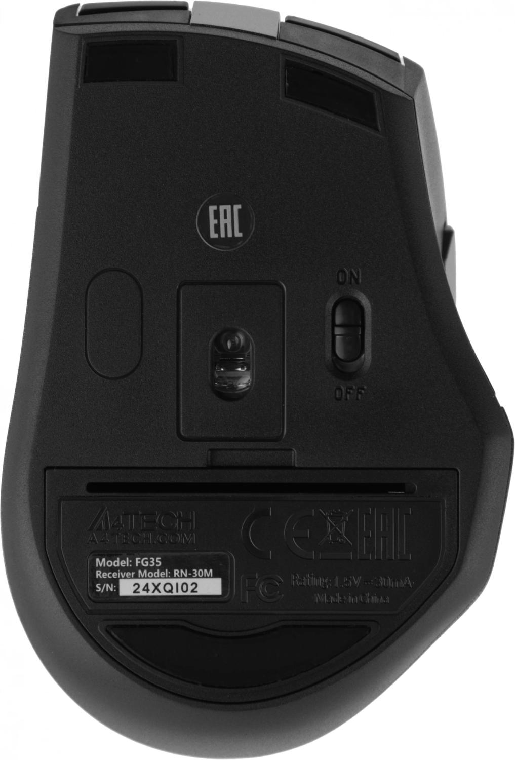 Мышь A4Tech Fstyler FG35 серый/черный оптическая 2000dpi беспров. USB 6but (FG35 GREY)