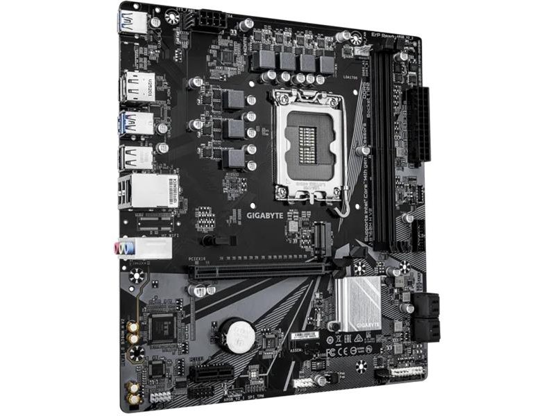 Материнская плата GIGABYTE B760M H V2, LGA1700, B760, 2*DDR5, 4*SATA, 2*M.2, 4*USB 3.2, 2*USB 2.0, 1*PCIx16, 2*PCIx1, D-Sub+HDMI, mATX