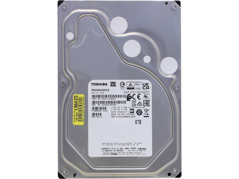 Жесткий диск/ HDD Toshiba SATA3 8Tb 3.5"" Server 7200 256Mb 1 year warranty