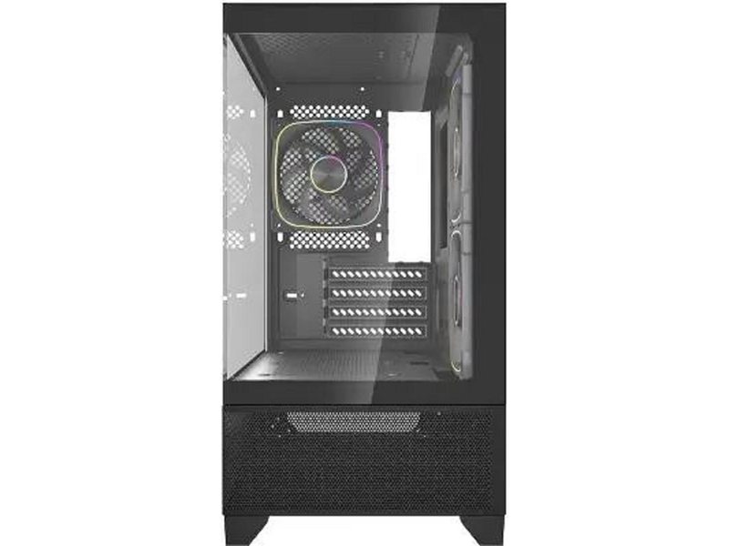 Powercase Корпус Vision Micro M4B, Tempered Glass, Type-C, 3x 120mm ARGB PWM Fan, чёрный, mATX (CVMM4B-A3)