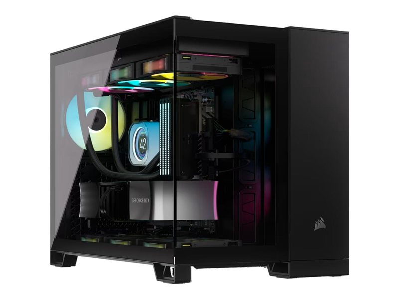 Корпус без блока питания/ Case Corsair iCUE LINK 2500X RGB, Midi-Tower, TG, 2x120mm RGB, 2xUSB-A 3.2, 1xUSB 3.2 Type-C, mATX, mITX Black