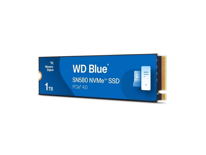 Твердотельный накопитель SSD WD Blue SN580 NVMe, 1000GB, M.2(22x80mm), NVMe, PCIe 3.0 x4, 3D TLC, R/W 3500/3000MB/s, IOPs 460 000/45 600TBW