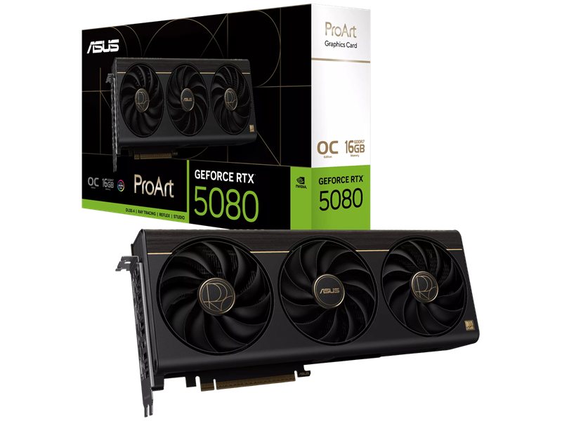 Видеокарта ASUS RTX5080 PROART OC 16GB GDDR7 256bit Type-C(DP) 2xDP HDMI 3FAN RTL (PROART-RTX5080-O16G)