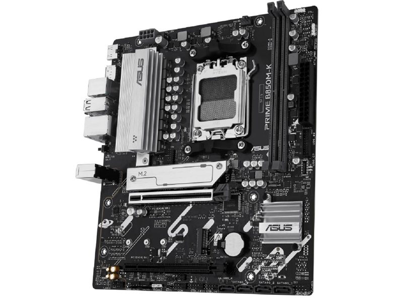 ASUS PRIME B850M-K (Socket AM5, mATX, 2xDDR5(128GB), DP/HDMI, 1xPCIe 5.0x16/1xPCIe 4.0x16, 1xLAN (2.5GbE), 4xSATA 6Gb/s, 2xM.2, 1xType-C, 4xUSB 3.2, 4xUSB 2.0, PS/2)