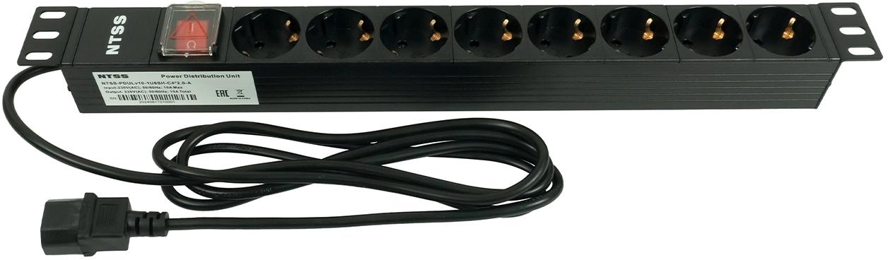 Блок распределения питания NTSS NTSS-PDU-DA1017 гор.размещ. 8xSchuko базовые 10A C14 2м