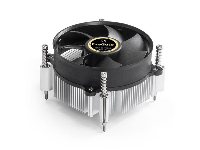 Exegate EX292654RUS Кулер ExeGate ETA-20.V1700 (Al, LGA1700/1150/1151/1155/1156/1200/1366, TDP 90W, Fan 95mm, 2400RPM, Hydro bearing, 3pin, 22db, 340г, с термопастой, на винтах, Color Box)