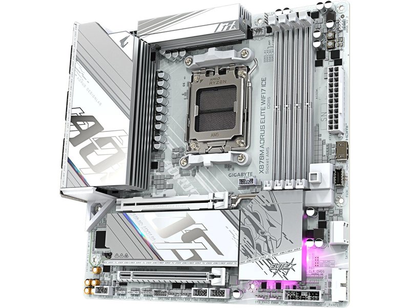 Материнская плата Gigabyte X870M AORUS ELITE WIFI7 ICE Socket AM5 AMD X870 4xDDR5 mATX AC`97 8ch(7.1) 2.5Gg RAID+HDMI