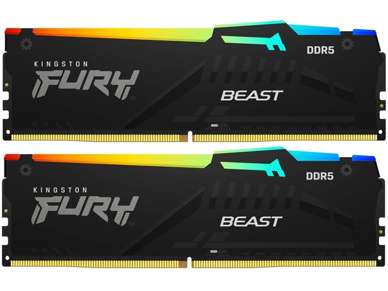 Память DDR5 2x32GB 5600MHz Kingston KF556C40BB2AK2-64 Fury Beast RGB RTL Gaming PC5-44800 CL40 DIMM 288-pin 1.25В dual rank с радиатором Ret