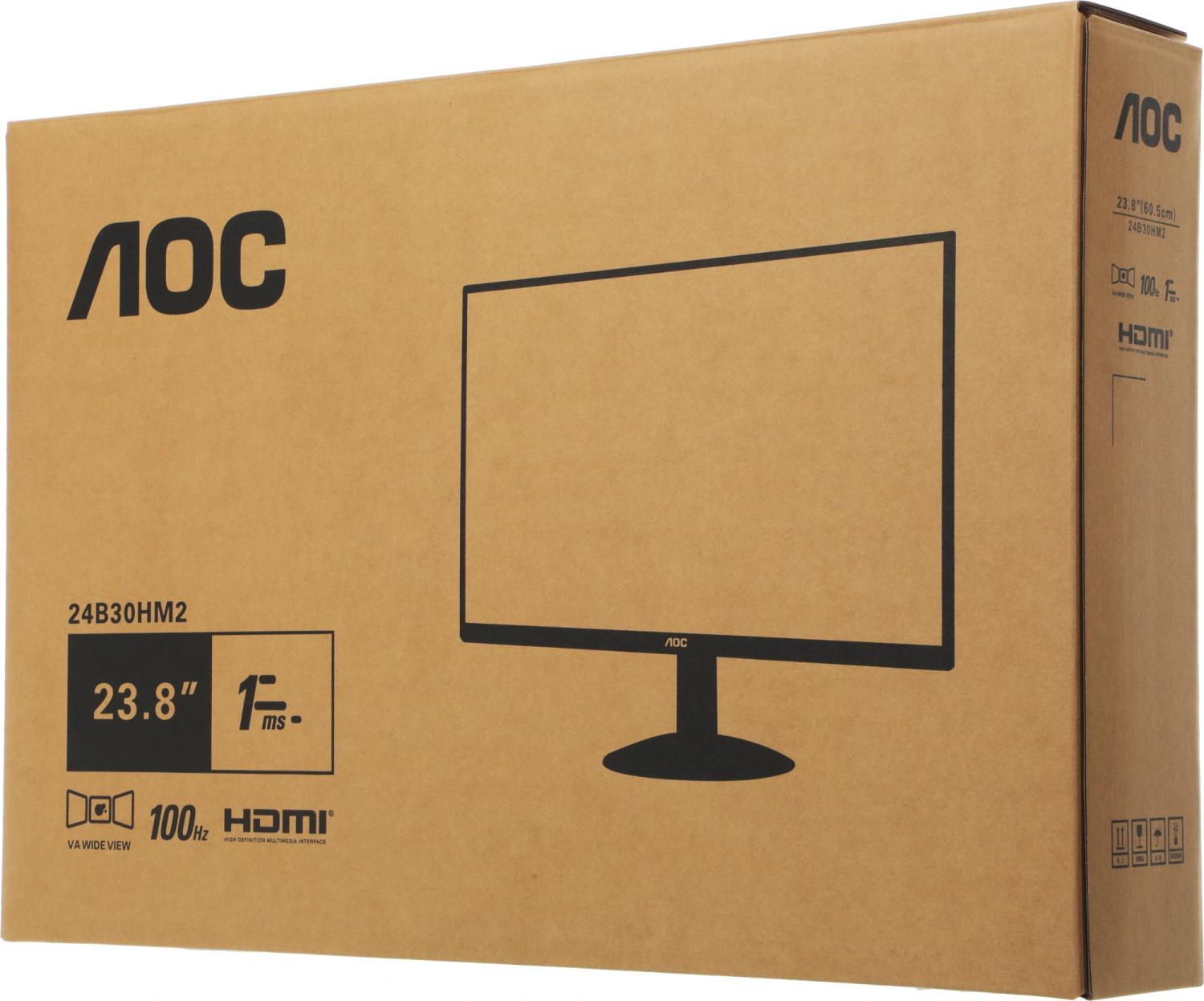 Монитор AOC 23.8" Value Line 24B30HM2 черный VA LED 4ms 16:9 HDMI матовая 250cd 178гр/178гр 1920x1080 100Hz VGA FHD 2.44кг