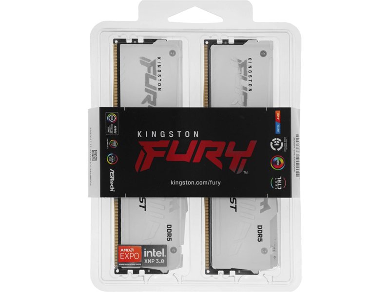 Память DDR5 2x16GB 5600MHz Kingston KF556C36BWEAK2-32 Fury Beast RGB RTL Gaming PC5-44800 CL36 DIMM 288-pin 1.25В kit single rank с радиатором Ret