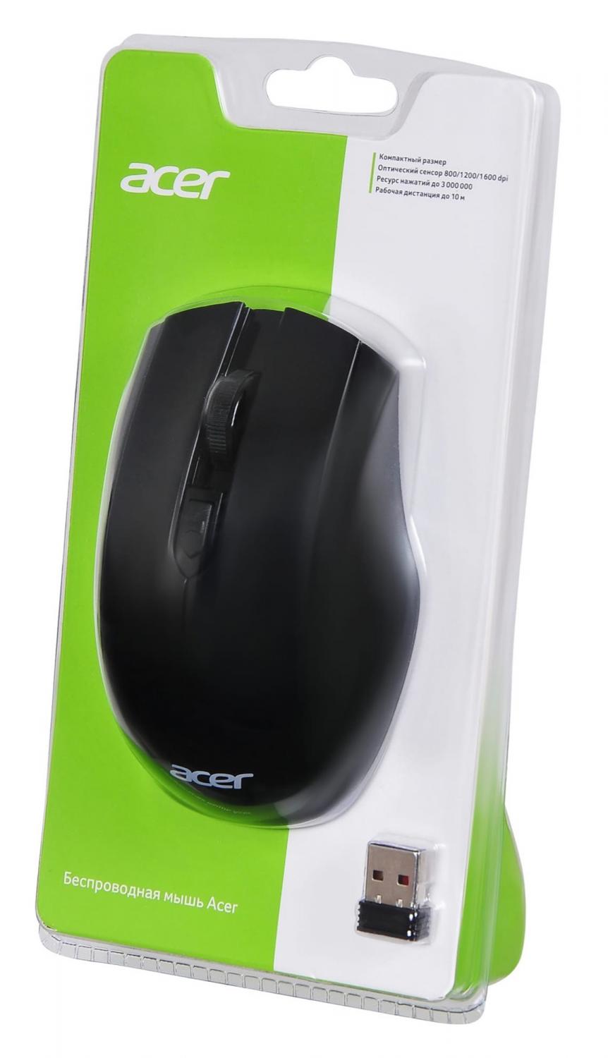 Мышь Acer OMR030 черный оптическая 1600dpi беспров. USB 4but (ZL.MCEEE.007)