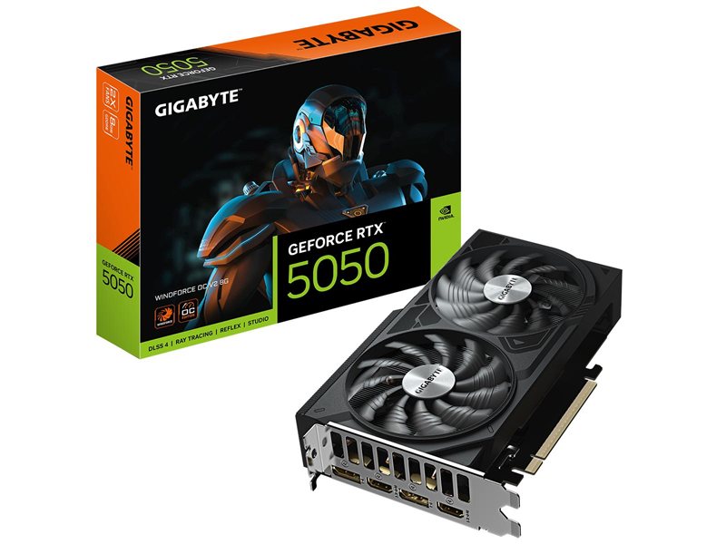 Видеокарта Gigabyte RTX5050 WINDFORCE OC V2 8GB GDDR6 128bit 2xDP 2xHDMI 2FAN RTL