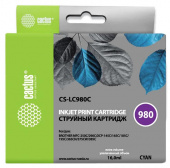 Картридж струйный Cactus CS-LC980C голубой (16мл) для Brother DCP-145C/165C/MFC-250C/290C с чипом