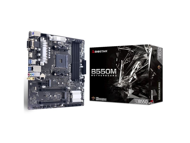Материнская плата Biostar B550MX/E PRO Soc-AM4 AMD B550 4xDDR4 mATX AC`97 8ch(7.1) GbLAN RAID+VGA+DVI+HDMI