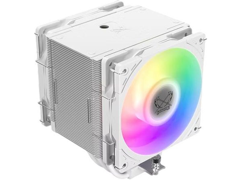 Кулер для процессора/ CPU Cooler Scythe Mugen 6 Dual Fan White ARGB Edition (300W, 4-pin PWM, 154mm, ARGB, Al/Cu, 6x6mm, 2x120mm, 75.17CFM, 35.57dBA, 2500RPM, S: 1851/1700/1200/115X/2011/2066, AM5/AM4, white)