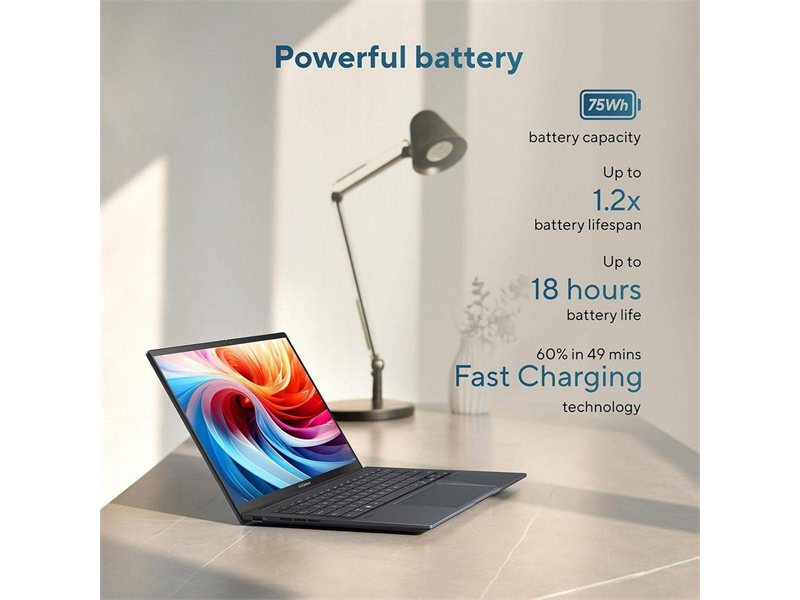 Ноутбук ASUS Zenbook 14 UX3405CA-U7512 Intel Core Ultra 7 255H/16Gb (soldered D5)/SSD512Gb/UMA/14"/OLED/Touch/WUXGA/1920x1200/120Hz/Win11 (SL English)/Grey/1.28kg