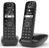 Р/Телефон Dect Gigaset AS690 DUO черный (труб. в компл.:2шт) АОН