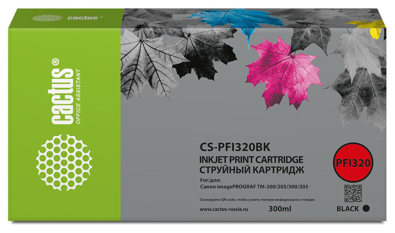 Картридж струйный Cactus CS-PFI320BK PFI-320 BK черный пигментный (300мл) для Canon imagePROGRAF TM-200/TM-205/TM-300/TM-305/TM-350 с чипом
