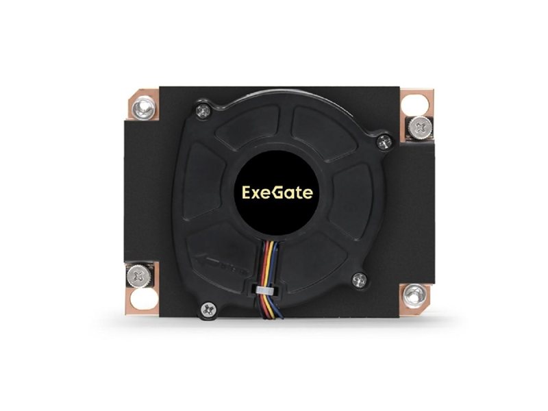 Exegate EX293438RUS Кулер ExeGate ESNK-P0067APS4.PWM.1U.3647.Cu (радиальный (улитка), медный, 1U, 3 тепл. трубки, LGA3647, TDP 165W, Fan 80mm, PWM, 1500-6600RPM, 2 ball bearing, 4pin, 64db, на винтах,
