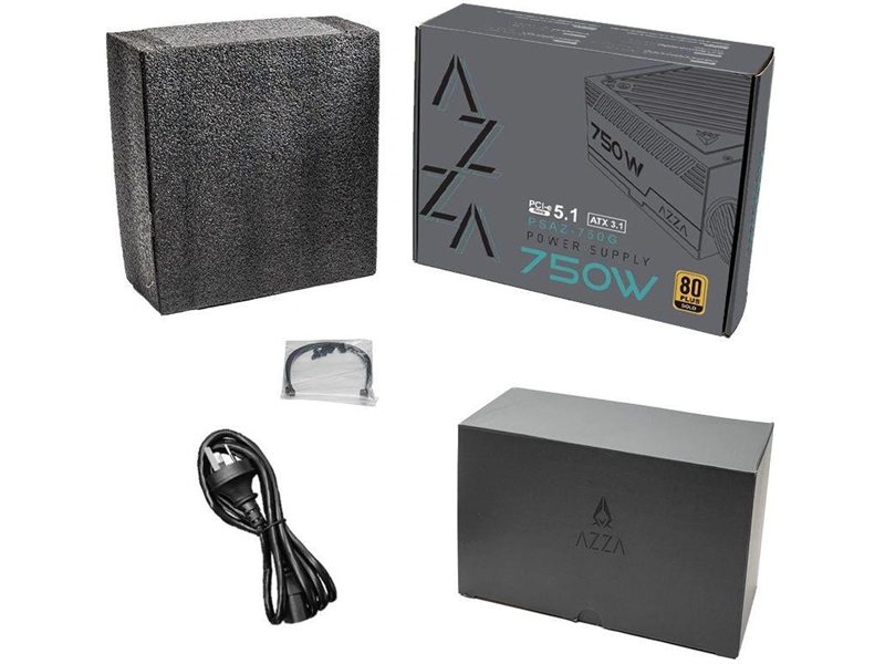 Блок питания Azza ATX 750W PSAZ-750G Gen.5 80+ gold (20+4pin) APFC 120mm fan 6xSATA Cab Manag RTL