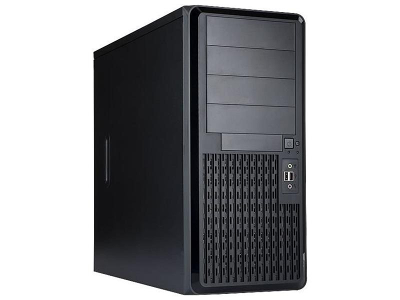 Корпус серверный Midi Tower InWin PE689 Black USB3.0*2+A(HD)+fron fan 120mm*1+rear fan 120mm*1+ 2*2SATA+1*1SATA+Intrusion Switch/ holes for SL20” ATX RACKMOUNT*(без блока питания)