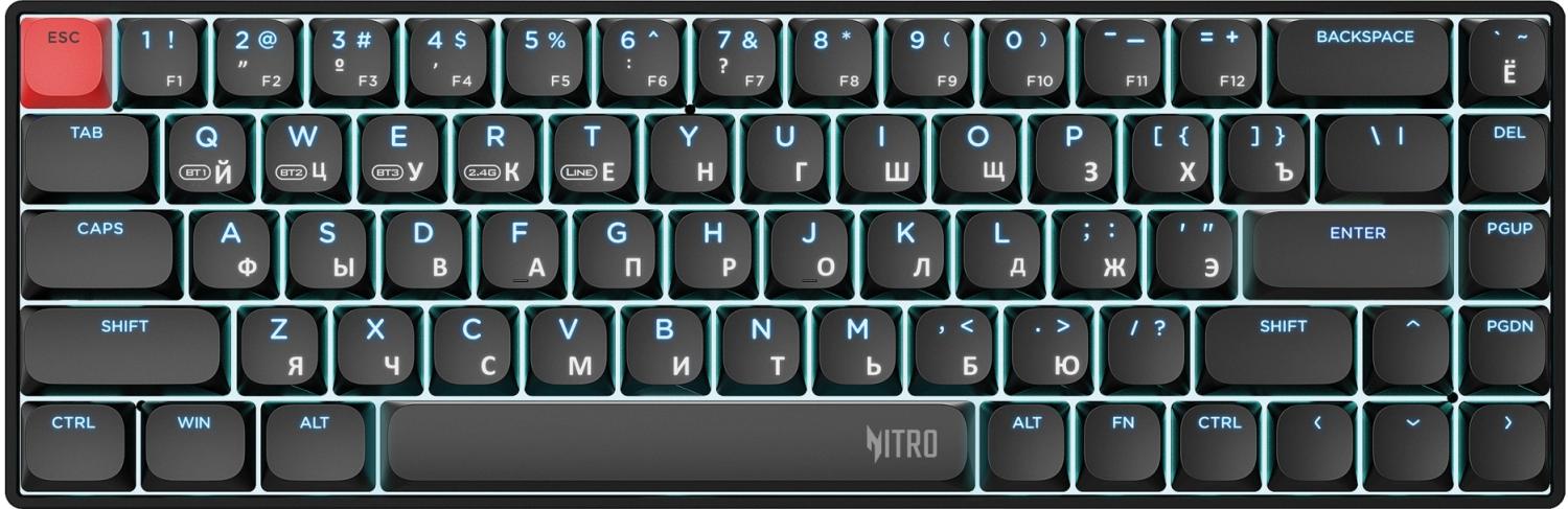 Клавиатура Acer Nitro OKR400 механическая черный USB беспроводная BT/Radio Multimedia for gamer LED (ZL.KBDEE.01A) кабель 1.5м