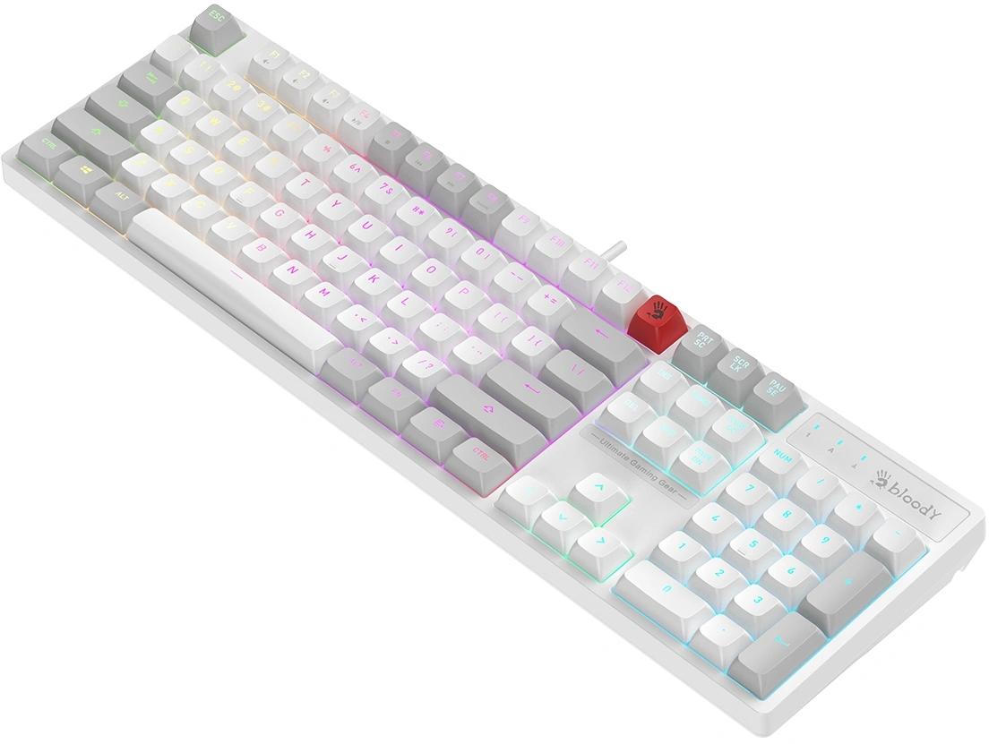 Клавиатура A4Tech Bloody B230N белый USB Multimedia for gamer LED (B230N) кабель 1.8м