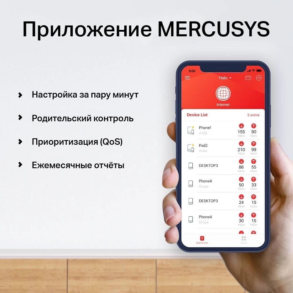 Бесшовный Mesh роутер Mercusys Halo H50G (HALO H50G(2-PACK)) AC1900 10/100/1000BASE-TX белый (упак.:2шт)