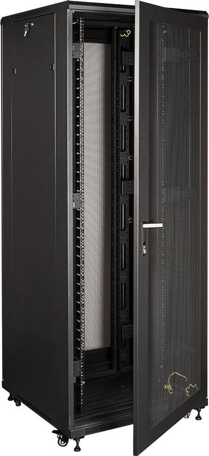 Шкаф серверный Lanmaster (TWT-CBB-47U-8X10-P1) напольный 47U 800x1000мм пер.дв.перфор. задн.дв.перфор.2-хст. 2 бок.пан. 800кг черный 926мм 131.2кг 2277мм IP20 металл